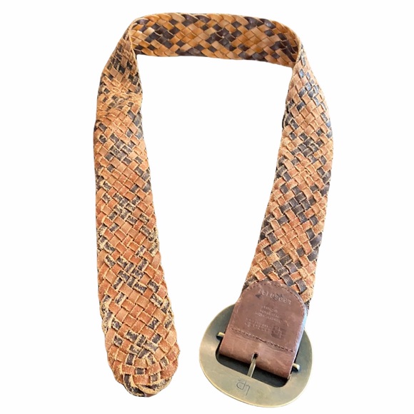 Linea Pelle Collection Leather Braided Brass Belt
